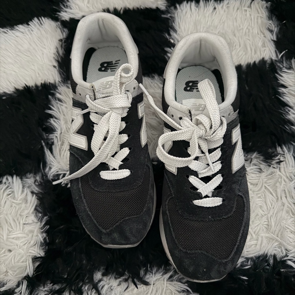 New Balance Gray and White Platform 574 sneakers